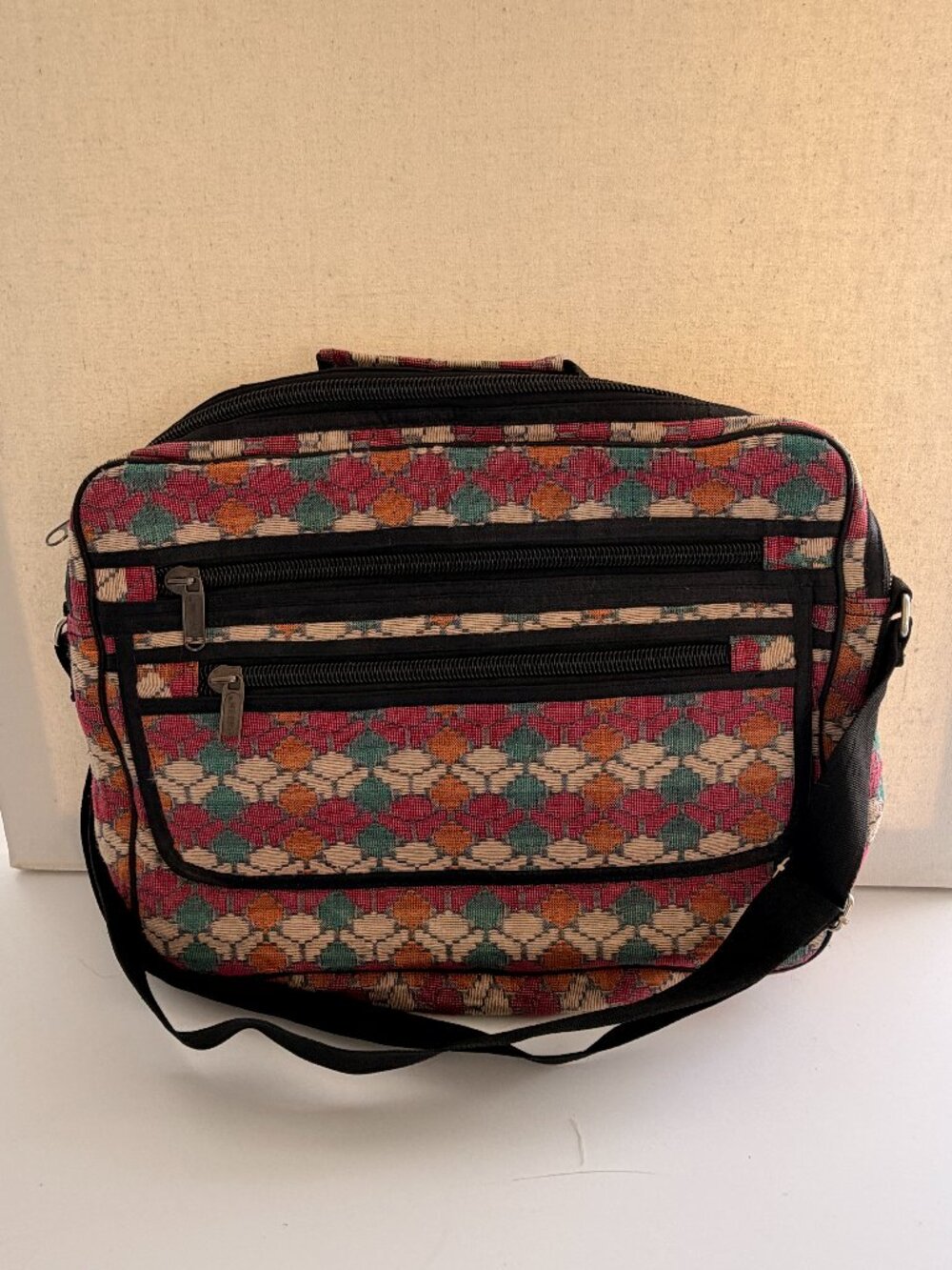 Nepalese Dhaka Manufactured Multi-Colored Cloth Briefcase Laptop Bag - Picture 2 of 7